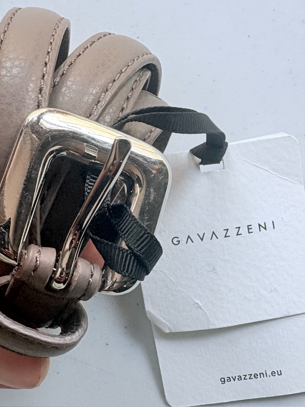 Gavazzeni Gray Leather Belt Silver Statement Buckle Italian Designer